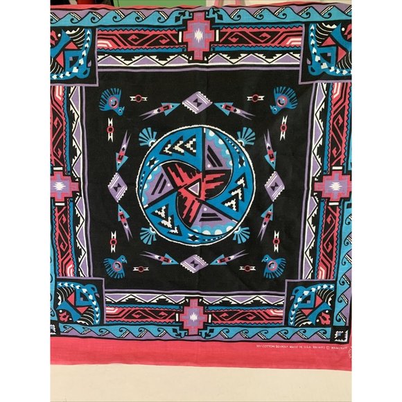 New Vintage Navajo Thunderbird Bandana Scarf Handkerchief Native WAMCRAFT USA - Picture 4 of 4